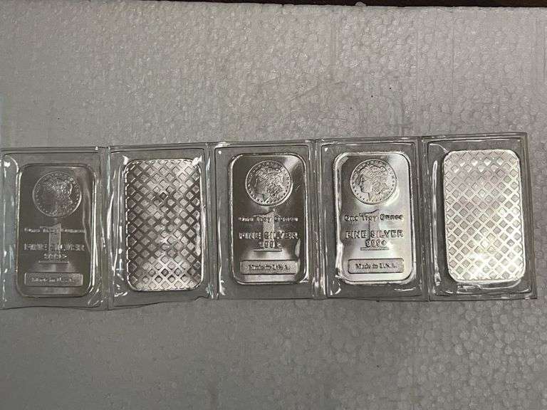 5 One Ounce Silver Bars .999 Fine Silver image