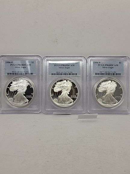 Misc dates 3- USA Silver Eagle walking liberty PCGS PR68,69 DCAM 1oz silver coin image