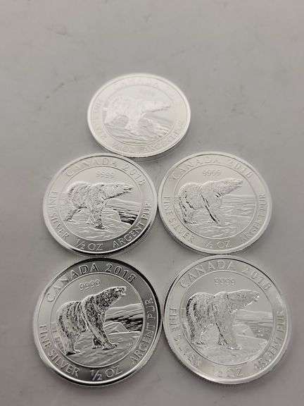 2018 Canada $2 Polar Bear 1/2 oz .9999 Silver Coin Round UNC image