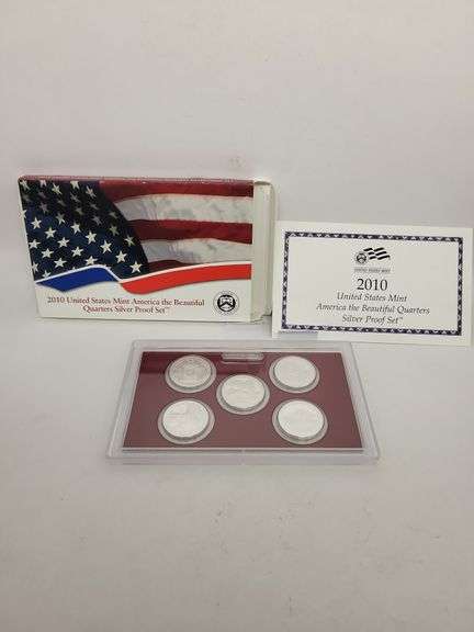 2010 United States America the Beautiful Quarters Silver Proof Set w/ coa image