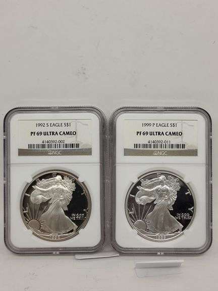 92S, 99P USA Silver Eagle walking liberty PF69 ULTRA CAMEO 1oz silver coins image