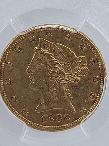 1882 $5 Liberty head half eagle Gold Coin, PCGS AU53 image