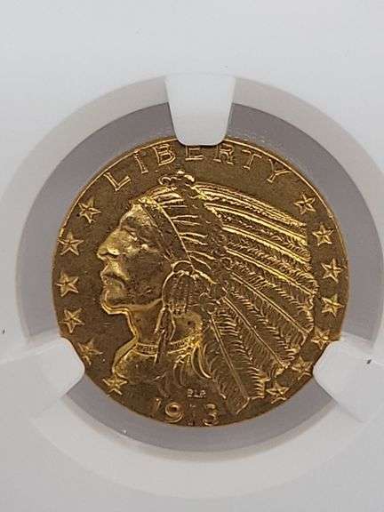1913 $5 Indian Head half eagle Gold Coin NGC AU 58 image