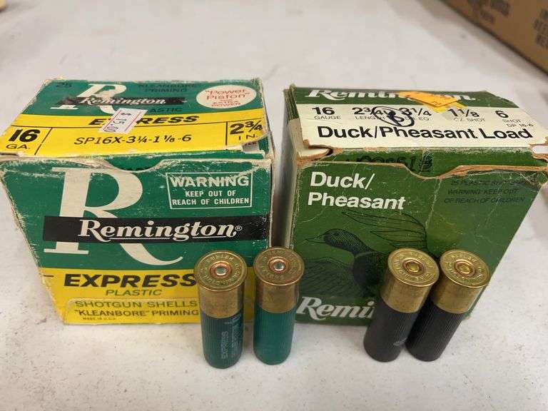 2 Boxes 16 Ga Shotgun Shells Duck Box Has 18 Shells the Remington Express Has 25 Shells image