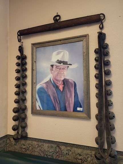 Antique Jingle Bell Harness, large John Wayne print, horse yoke image