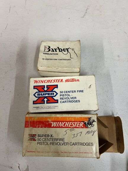 3 Boxes 357 Mag Pistol-Revolver Cartridges 50 Rounds Super-X 50 Rounds Super-X & 50 Rounds of The Barber Ammunition image