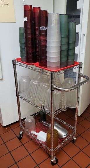Rolling Cart with Assorted Restaurant Kitchenware image