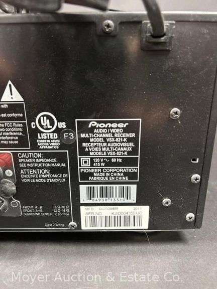 Pioneer VSX-821 Audio Visual Multi Channel Receiver - Moyer