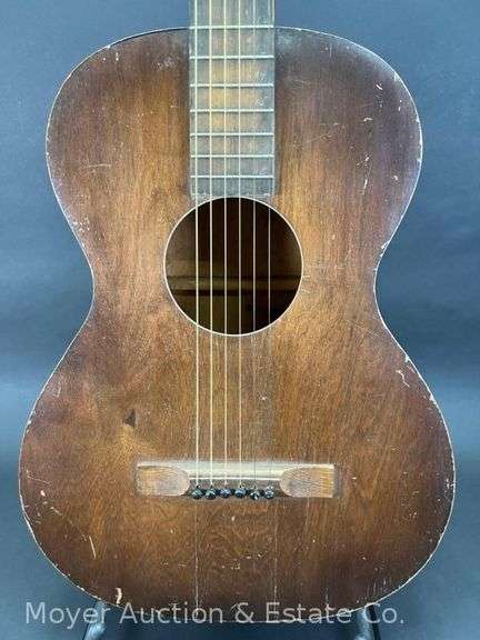 Parlor Style Acoustic Guitar, Unknown Maker, with Road Runner Soft Case image