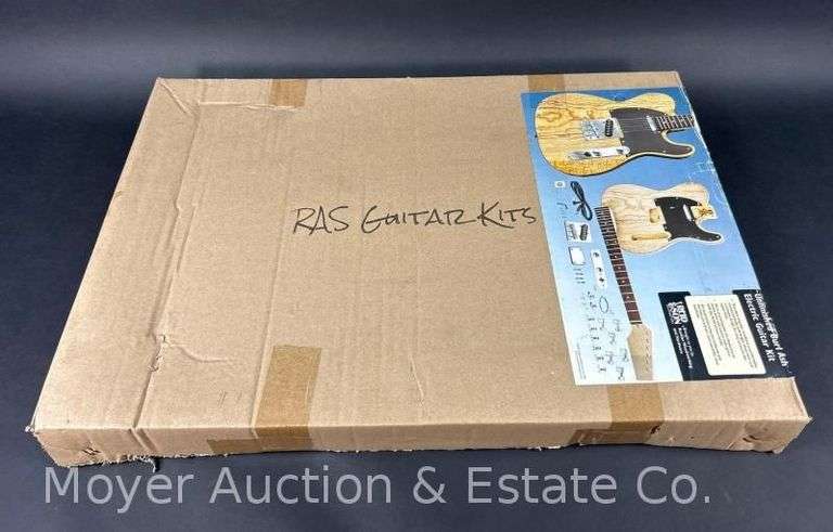 Reid & Son Unfinished Burl Ash Electric Guitar Kit, Condition/Completion Unknown, with Original Box image