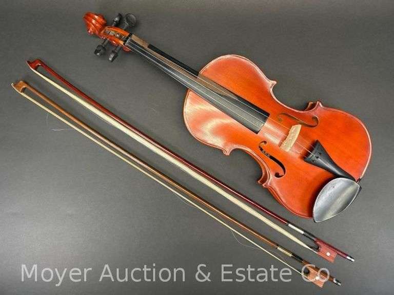 Lark Violin, with Hard Case and Bow, Worn/Cracked Fingerboard, 23.5" Long image