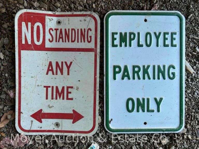 Steel Employee Parking Only Sign and Aluminum No Standing Sign, 12"x18" image