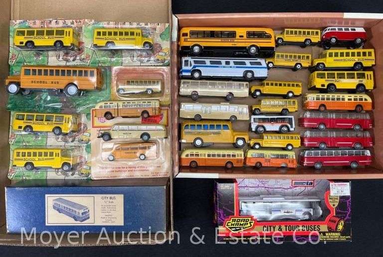 Group of Model and Toy Busses, Plastic and Die-Cast image