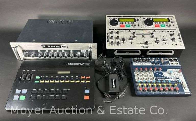 Group of Asst. Electronics for Parts/Repair, Numark CD Player, Line 6 Low Down, Yamaha RX15, Etc. image