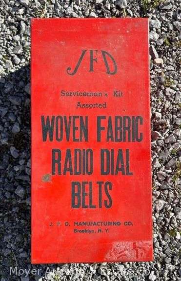 JFD Manufacturing Woven Fabric Radio Dial Belts Metal Advertising Box, 6"x12"x4" image