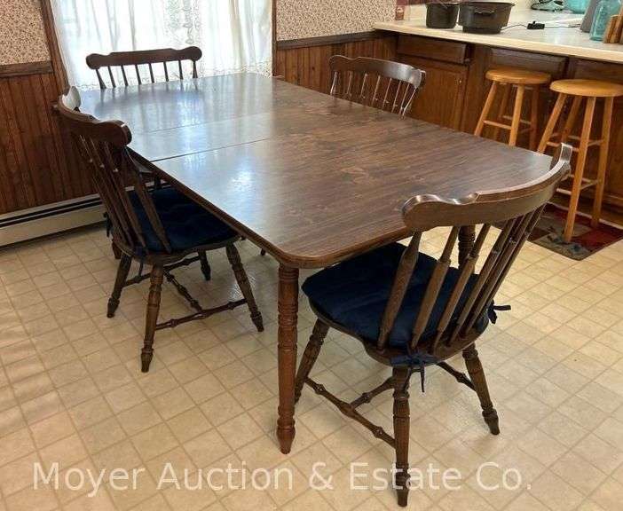 5pc. Kitchen Set: 4 Chairs & Table, Laminate Top, shown with leaf in, 40"x71" Overall