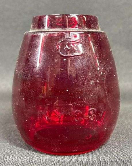 NYCS Embossed Red Railroad Lantern Globe, 4.25"h image