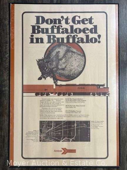 "Don't Get Buffaloed in Buffalo" Amtrak Poster, 40"x27" Overall image