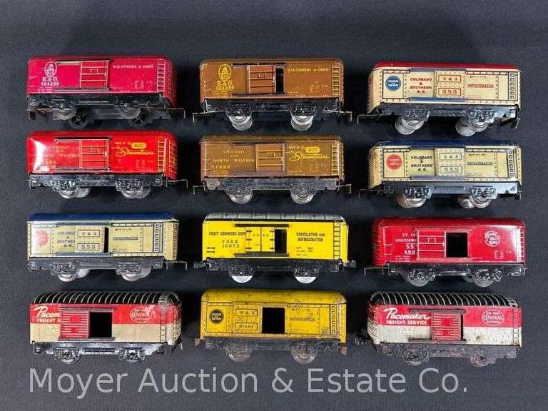 (12) Asst. Marx Tin Plate Freight Cars image