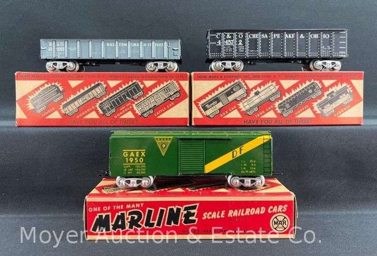 (3) Marx Tin Plate Freight Cars, with Original Boxes image