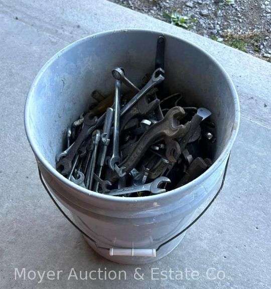Bucket of Hand Tools, Mostly Combination Wrenches image