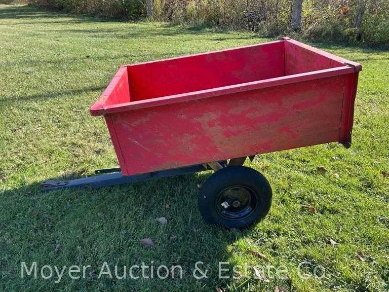 Metal Tow Behind Garden Cart, Pneumatic Tires, 30"x40" Interior Bed Dimensions image