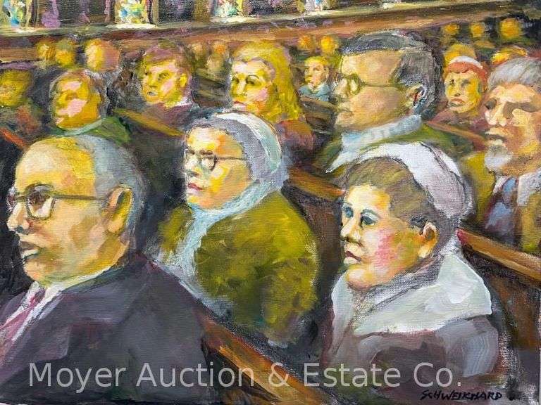 "The Sabbath" Oil on Canvas Painting by John Schweikhard, Artist Signed, Unframed, 16"x20" image