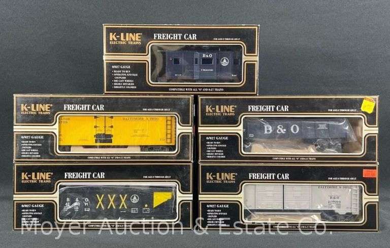 (5) K-Line Baltimore & Ohio Freight Cars, with Boxes image
