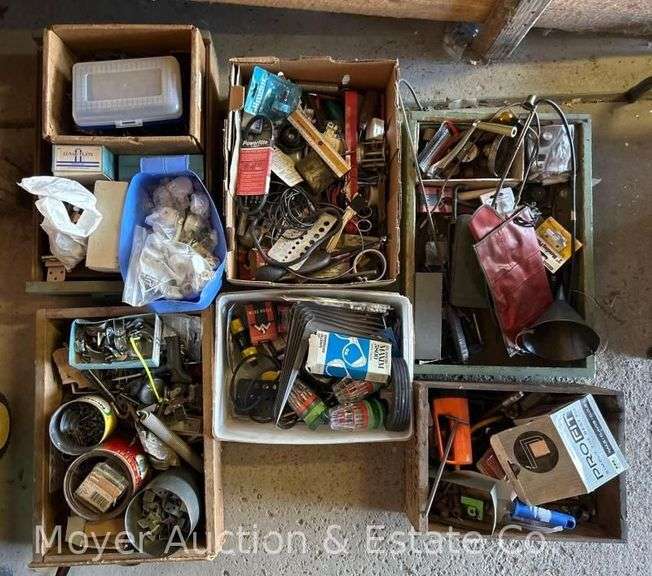 Group of Asst. Hardware, Hinges, Nails, Brackets, Electrical, Etc. image