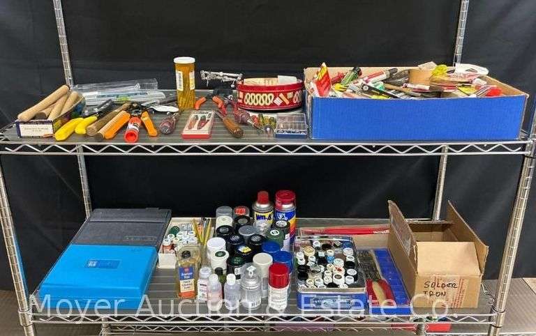 Group of Asst. Hand Tools, Dremel Tools, Paints, Solder Iron, Layout Accessories, Etc. image