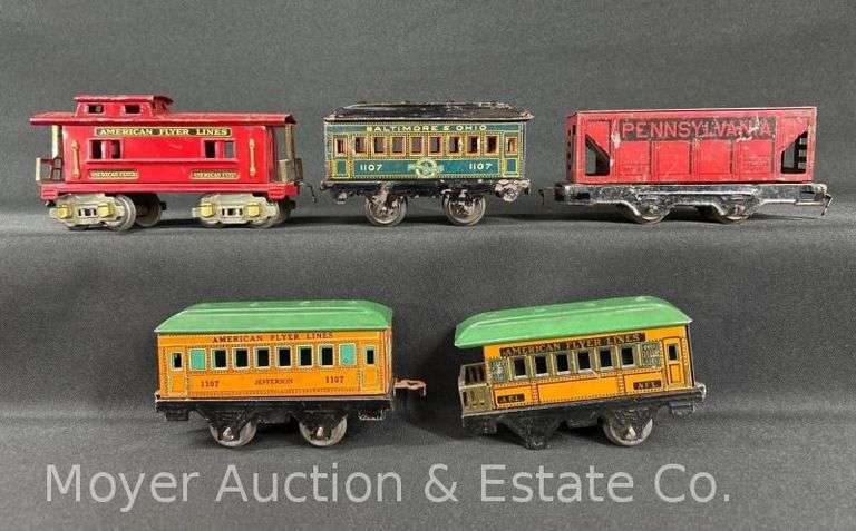 (5) American Flyer O Gauge Tin Plate Freight Cars image