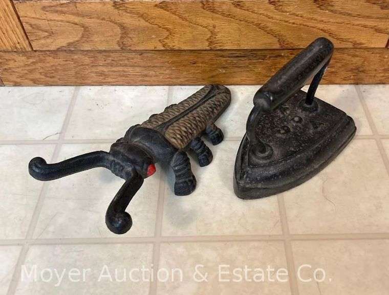 Cast Iron Beetle Boot Jack with Sad Iron, 6" and 9"w image