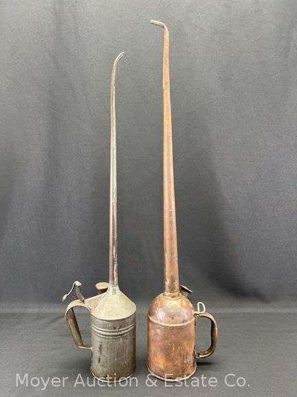 (2) Long Neck Oil Cans, Both Unmarked, 27"-29"h image