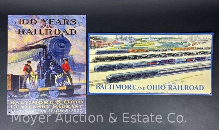 (2) Baltimore and Ohio Railroad Metal Signs, 16"x12.5" and 10"x20" image