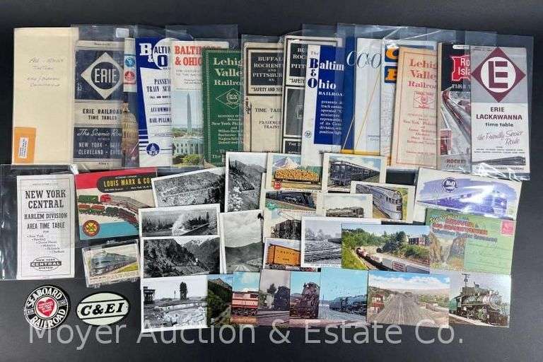 Group of Postcards, Timetables, Small Metal Signs, Etc. image