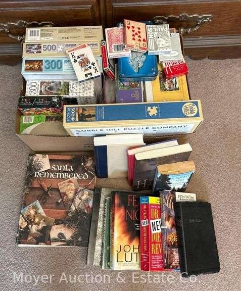 Group of Puzzles, Games, and Books image