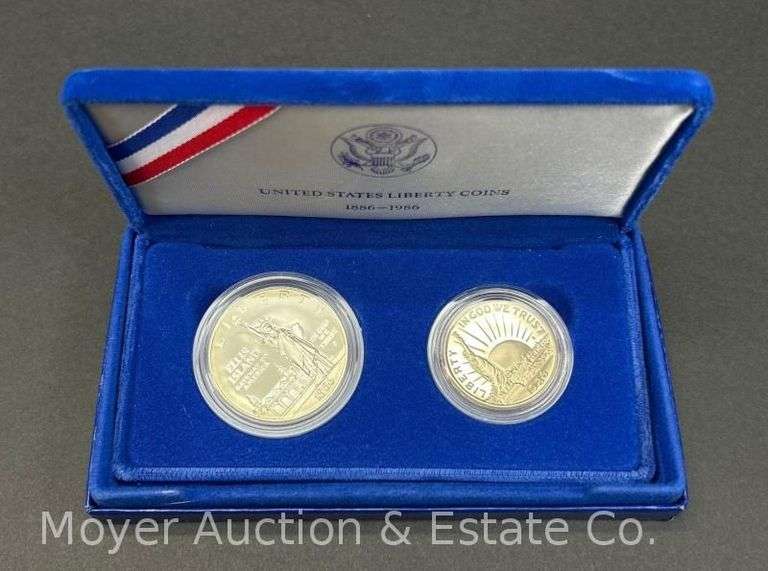 1986 2pc. Liberty Proof Coin Set: Dollar & Half Dollar image
