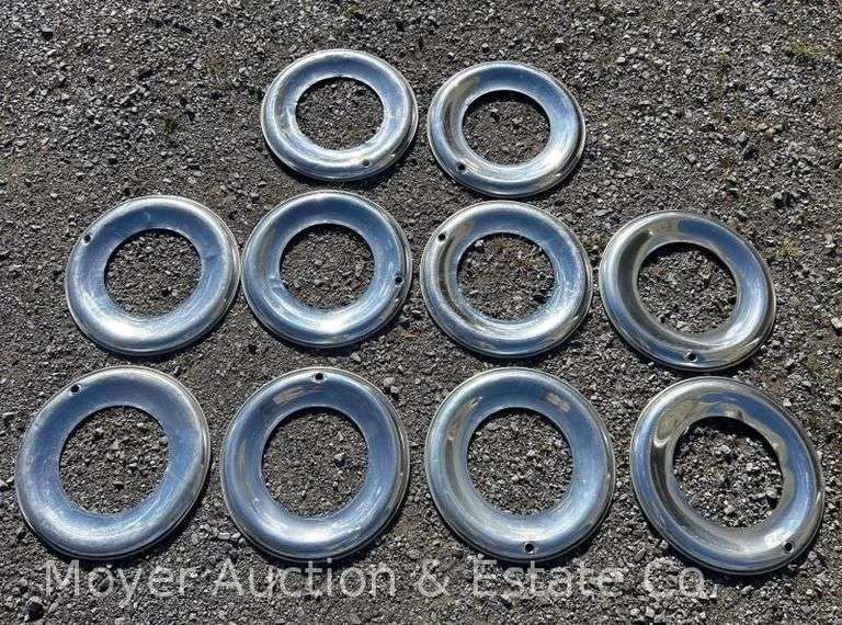 (10) 1940/1950s Chrome Trim Rings, 15.25" Round image