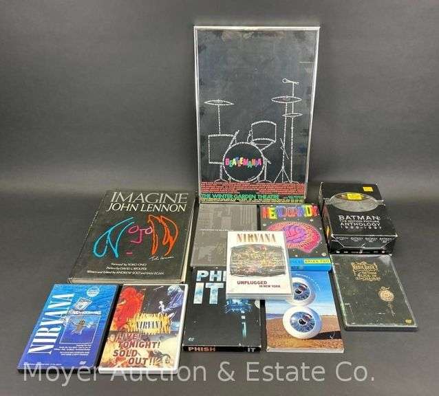 Beatlemania Framed Poster, John Lennon Book and Asst. DVD's image