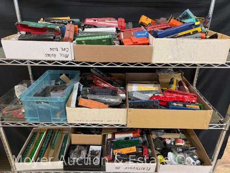 Group of Asst. HO Scale Locomotives and Freight Cars, FOR PARTS/REPAIR image