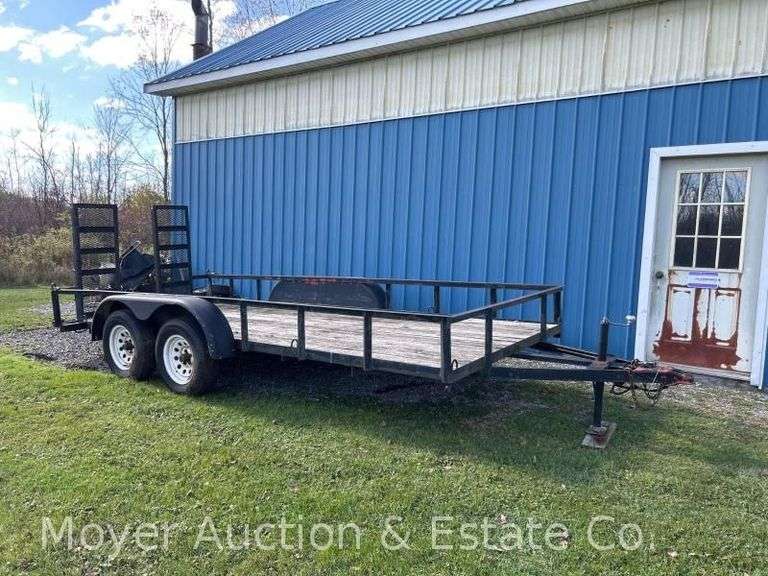 6.5'x16'  Tandem Axle Landscape Trailer, with Steel Ramps, Wood Deck image