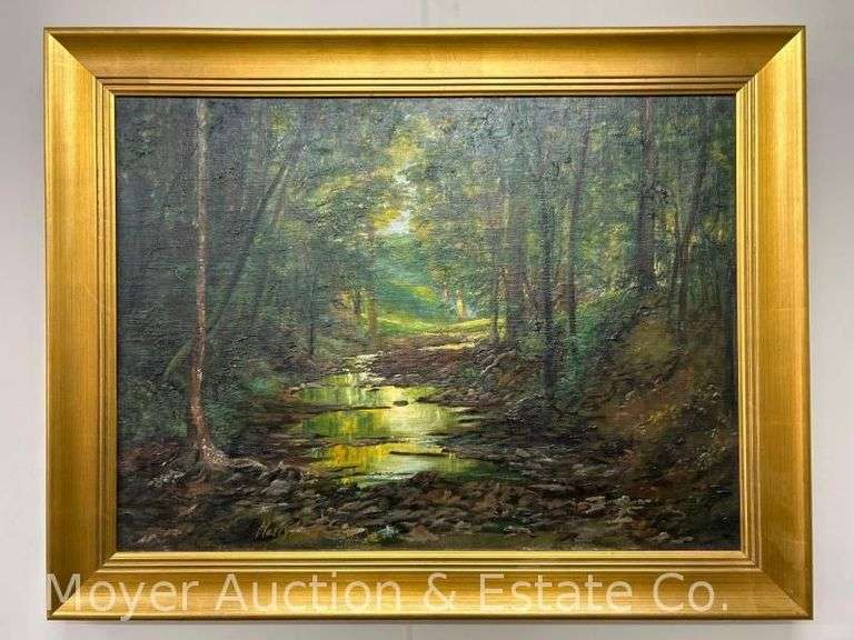 Landscape Painting on Canvas, Artist Signed Harry K, Nice Frame, 27"x35" Overall image