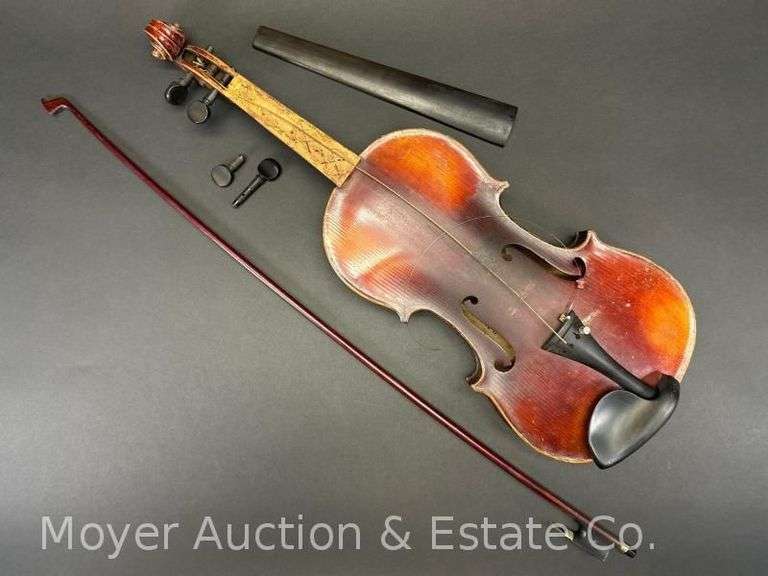 Antonius Stradivarius Anno 17 Violin, with Bow and Hard Case, For Parts/Repair, 23.5" Long image