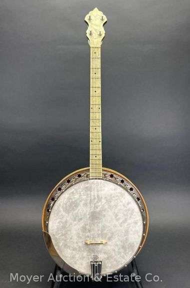 Antique 4-String Banjo, Bakelite-Style Resonator Back, Nice Condition, with Original Case image
