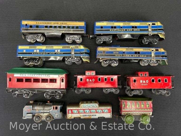 Group of Asst. Tin Toy Freight Cars, Trains, Etc., Made in Japan image