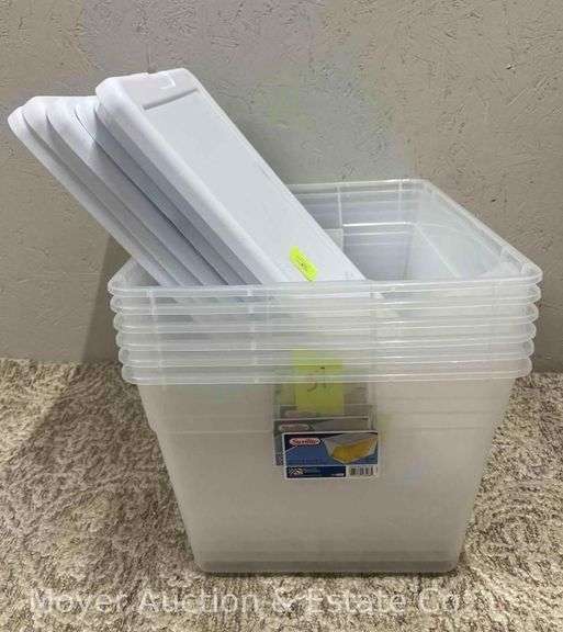 (6) Sterilite Clear 56qt. Totes, with Lids image