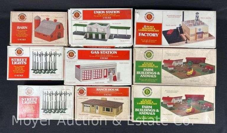 (9) Bachmann Building Kits and Street Lights image