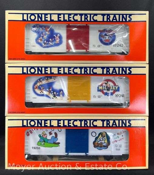 (3) Lionel Disney Boxcars, No. 19241, 19242 and 19256, with Original Boxes image