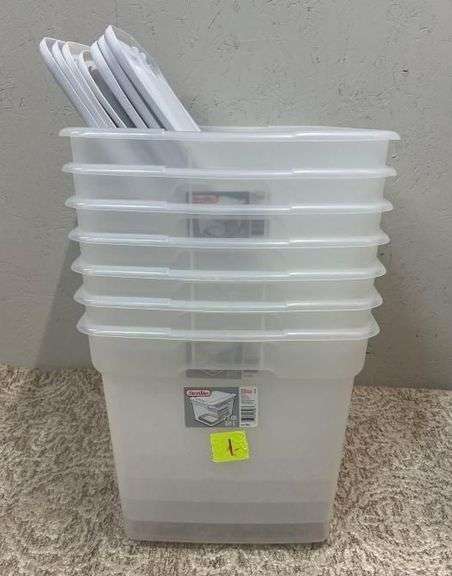 (7) Sterilite Clear 73qt. Totes, with Lids image
