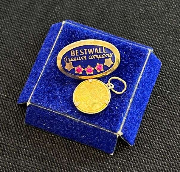 10k Yellow Gold Best Wall Pin and 24k Yellow Gold Charm Coin image